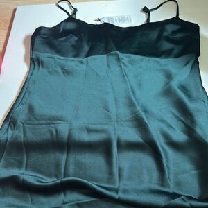 Elegant Black and Green Satin Dress